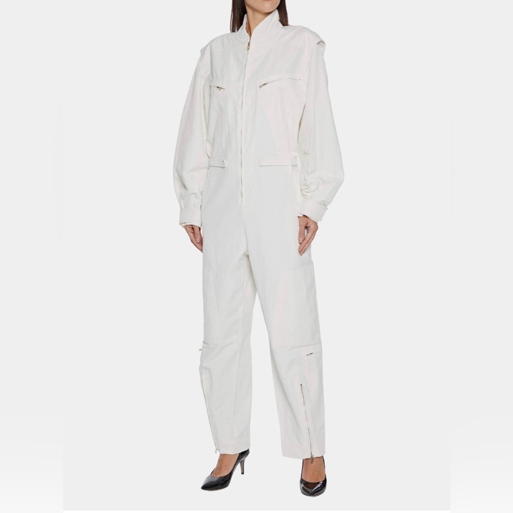 Stella McCartney White Zipup Jumpsuit Linen Blend 36 US 2